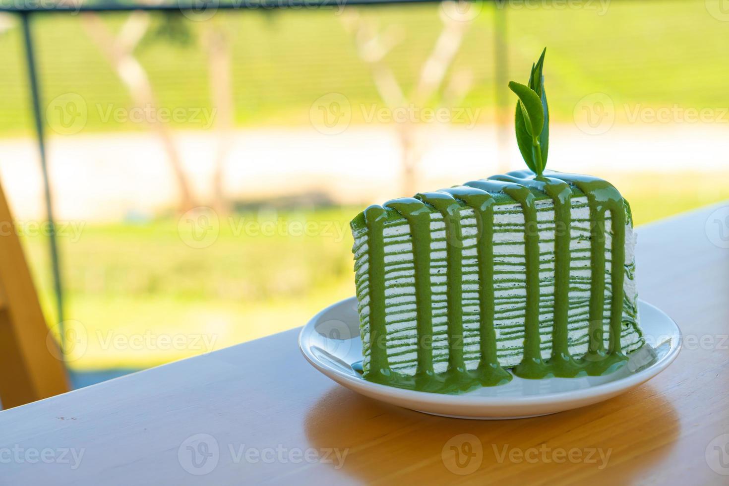 matcha green tea crepe cake photo