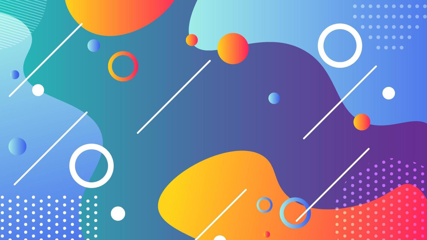 Abstract colorful fluid liquid shapes line memphis style geometric gradient background vector design