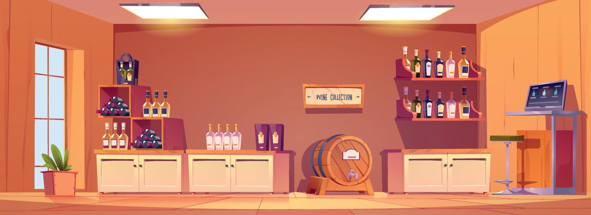 Cartoon wine shop interior design vector