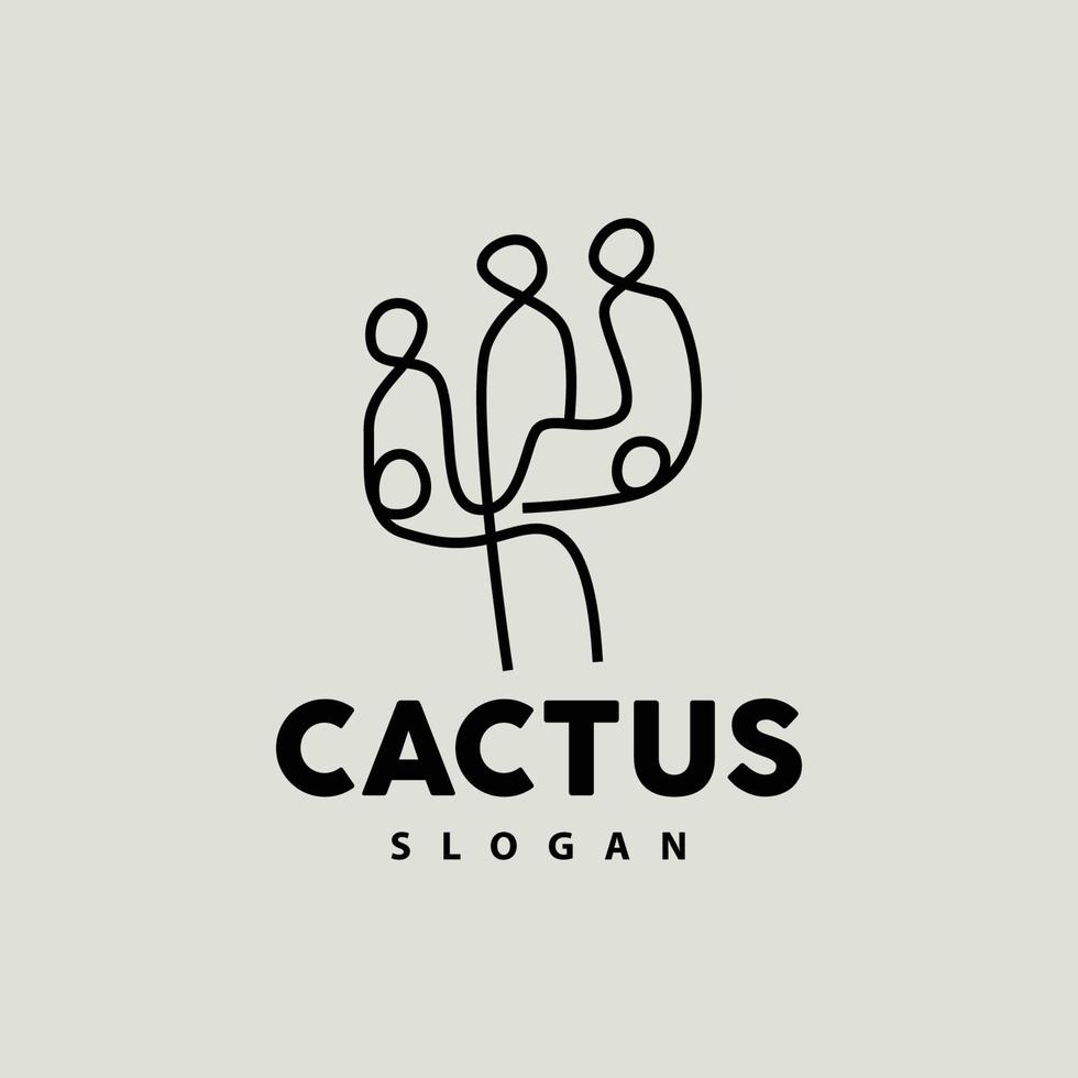 Cactus Logo, Desert Green Plant Vector, Simple Design Elegant Line Style, Icon Illustration Symbol vector