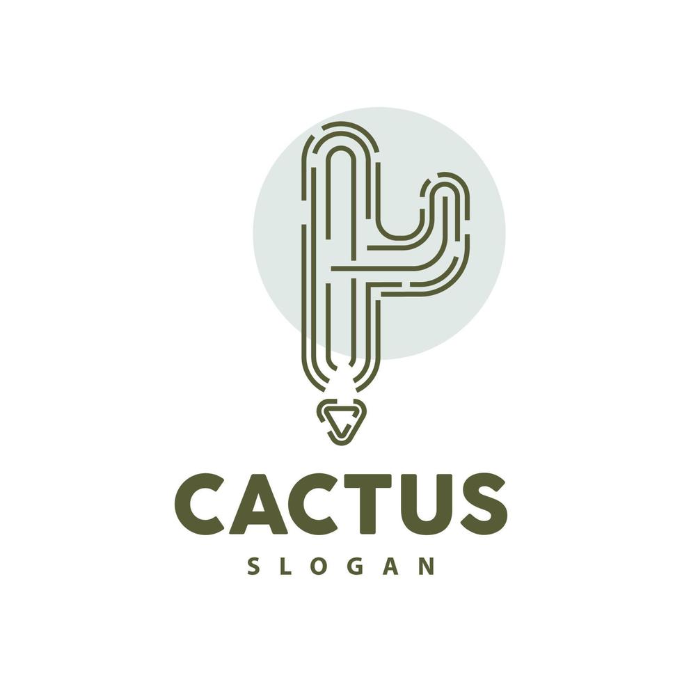 cactus logo, Desierto verde planta vector, sencillo diseño elegante línea estilo, icono ilustración símbolo vector