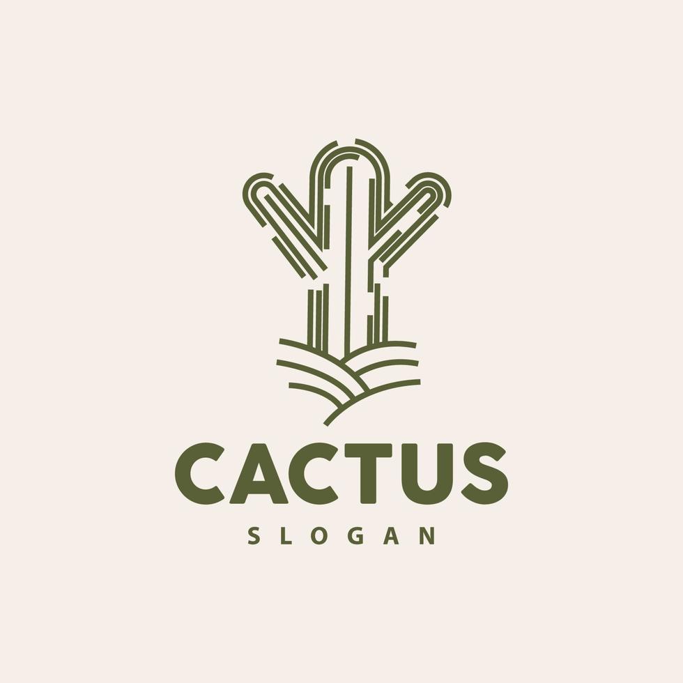 Cactus Logo, Desert Green Plant Vector, Simple Design Elegant Line Style, Icon Illustration Symbol vector