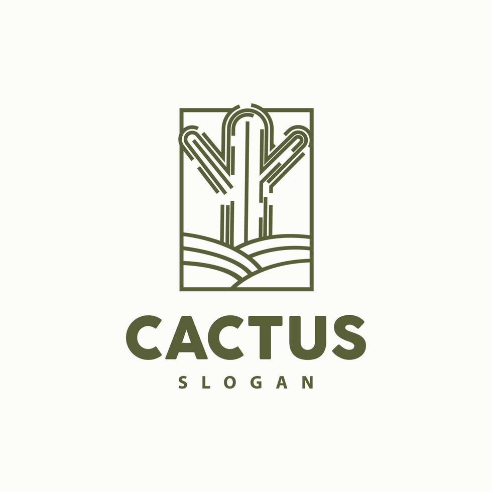 Cactus Logo, Desert Green Plant Vector, Simple Design Elegant Line Style, Icon Illustration Symbol vector
