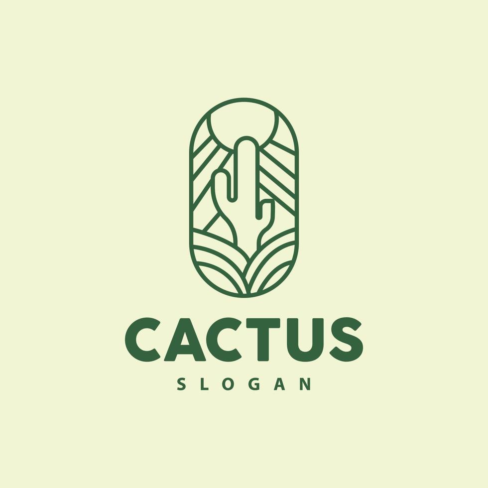 Cactus Logo, Desert Green Plant Vector, Simple Design Elegant Line Style, Icon Illustration Symbol vector