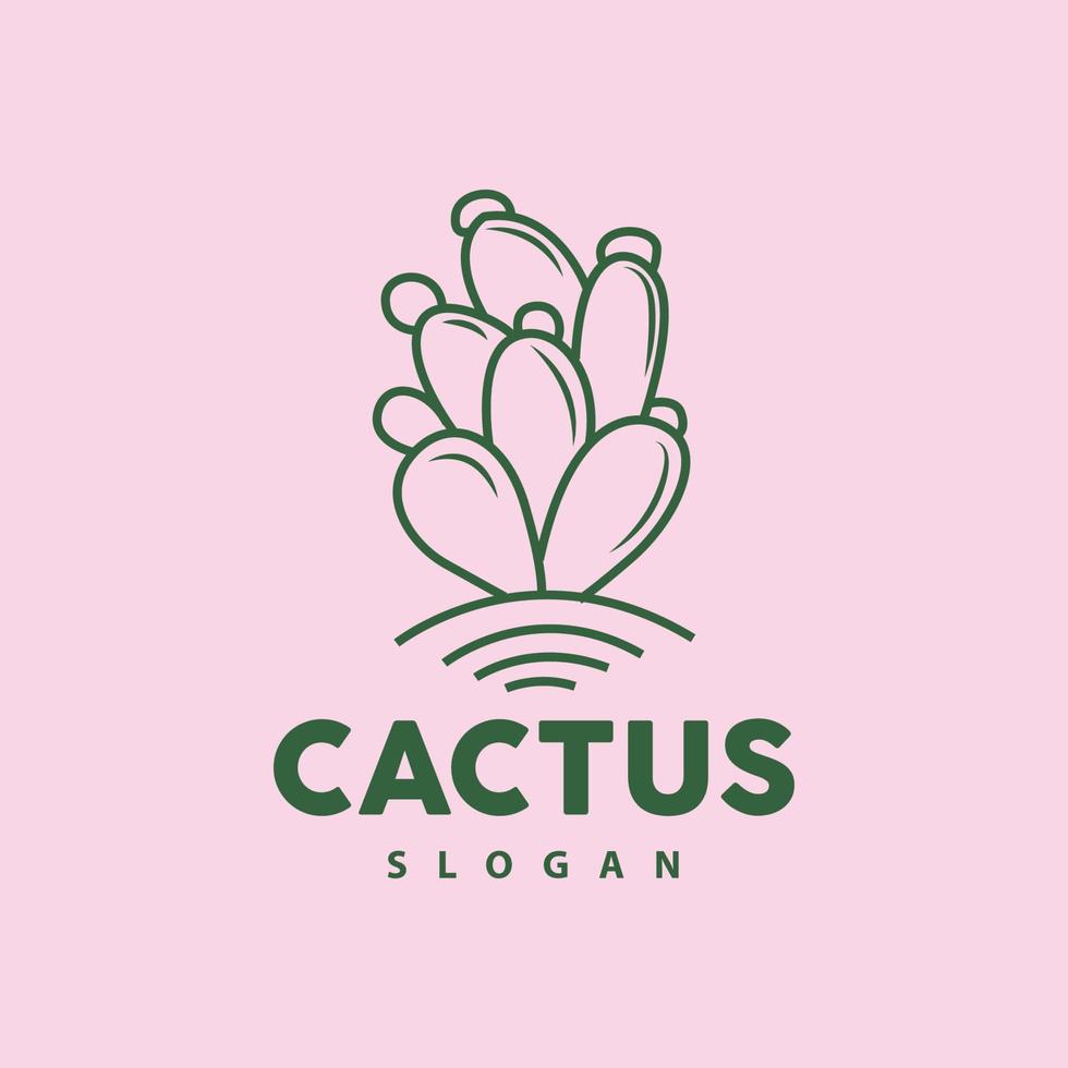 Cactus Logo, Desert Green Plant Vector, Simple Design Elegant Line Style, Icon Illustration Symbol vector