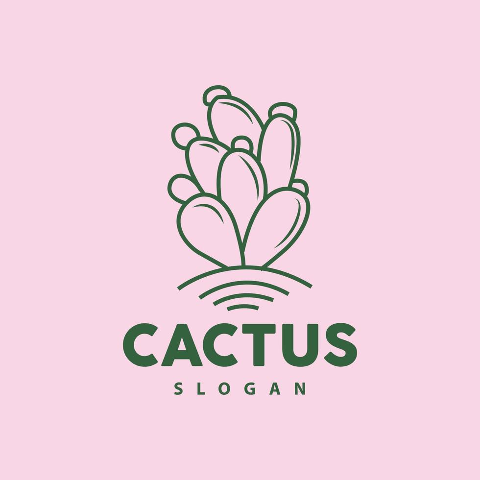 cactus logo, Desierto verde planta vector, sencillo diseño elegante línea estilo, icono ilustración símbolo vector