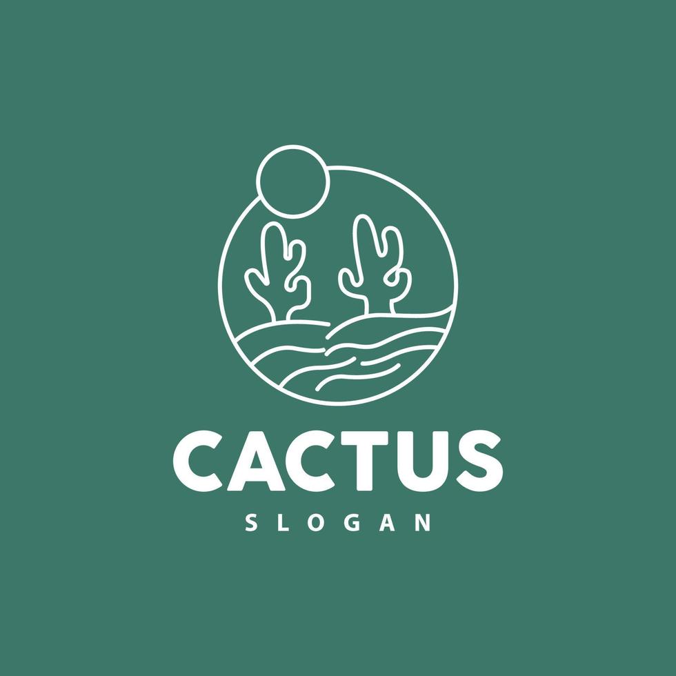 Cactus Logo, Desert Green Plant Vector, Simple Design Elegant Line Style, Icon Illustration Symbol vector