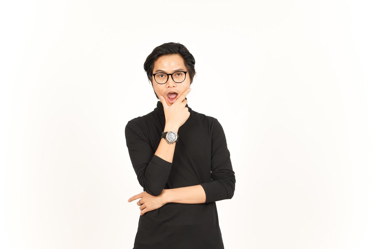 Shocked WOW Face Expression Of Handsome Asian Man Isolated On White Background photo