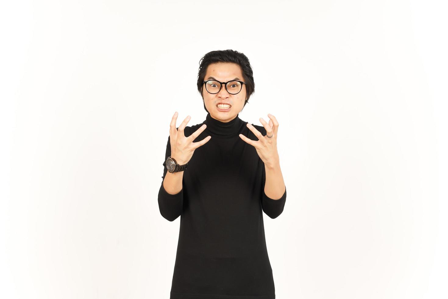 Angry face Expression Of Handsome Asian Man Isolated On White Background photo