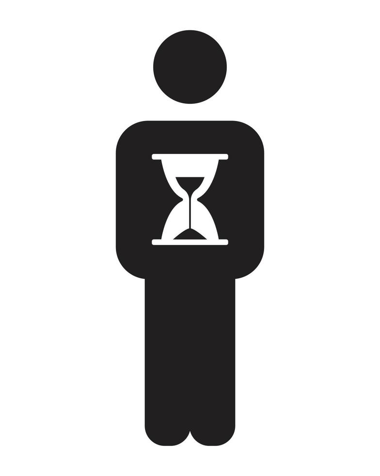The hourglass icon is inside the person symbol. vector