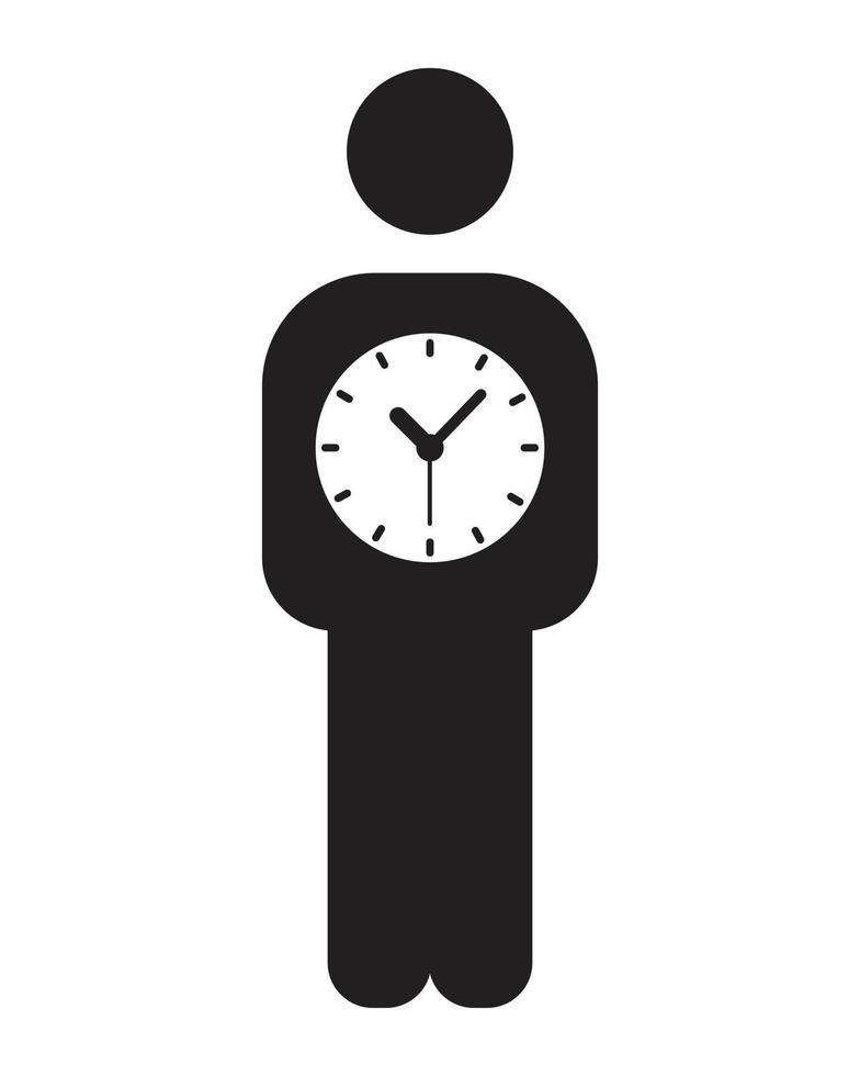 The clock icon is inside the person symbol. vector