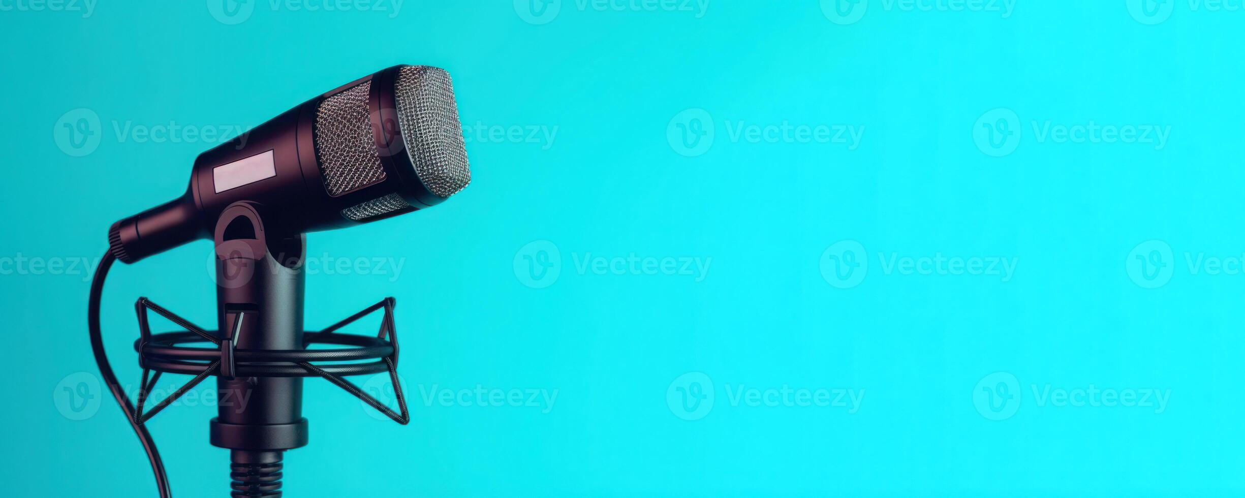 Studio Podcast Microphone on Gradient Green Background photo