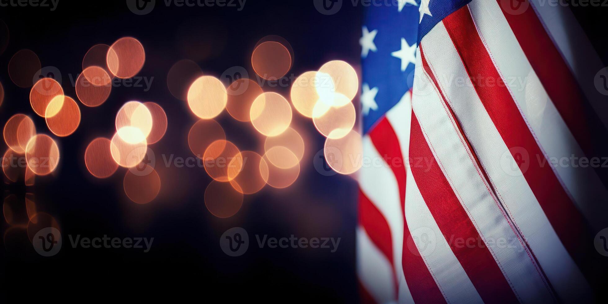 American flag with bokeh background photo