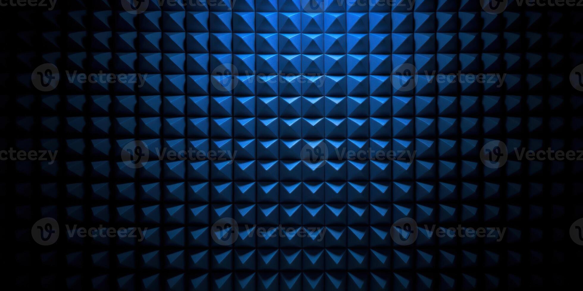 Dark Studio Room Acoustic Foam Wall with Blue Light photo