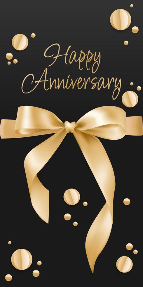Elegant vector illustration of a golden satin ribbon with a knot, perfect for use in anniversary, wedding, and celebration-themed designs. decoration or graphic element in posters, flyers, and banners