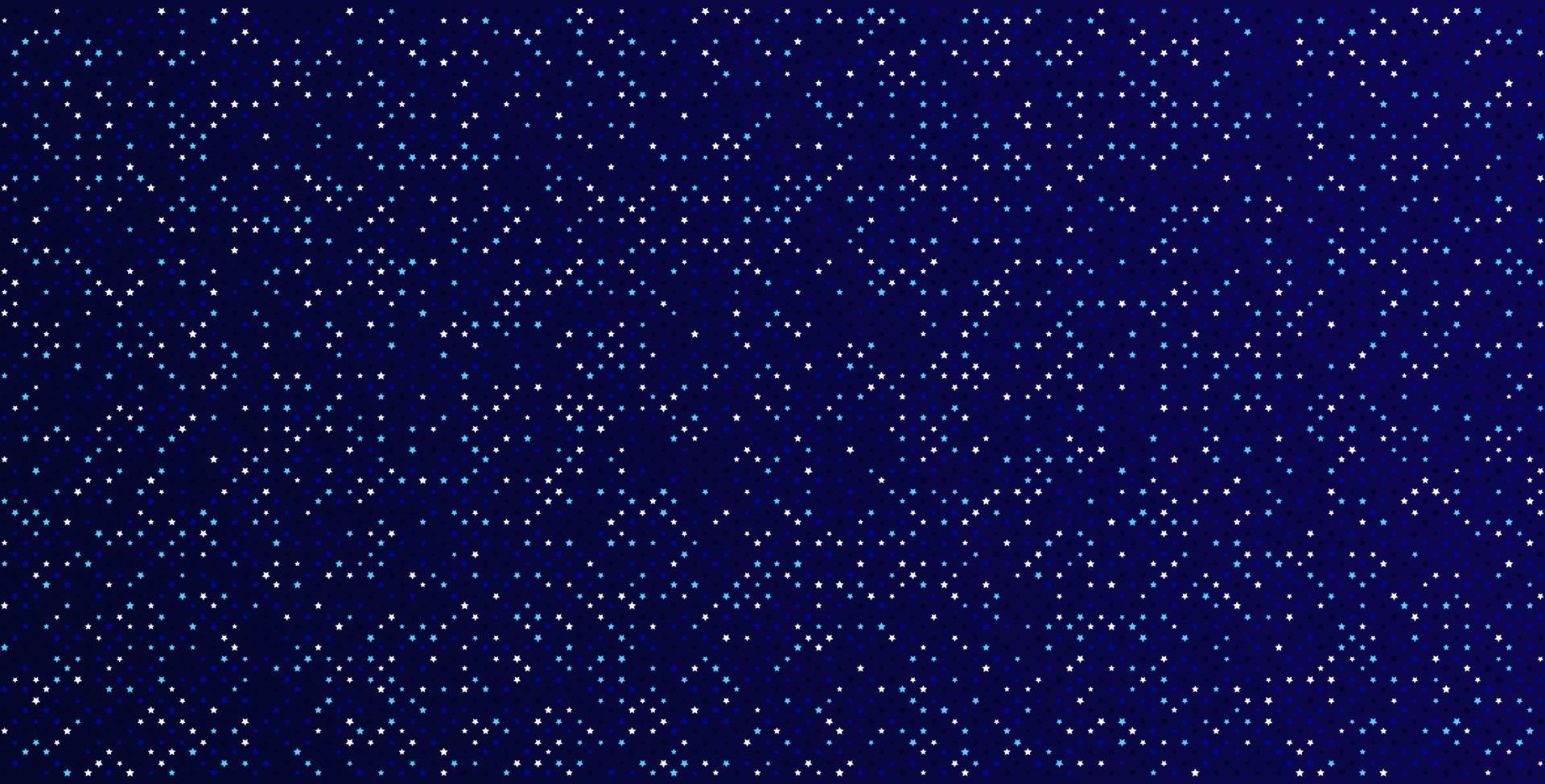 This vector image is a modern illustration of a starry night sky. It features a geometric pattern of dark and light shapes, with a glittering effect of sparkles and stars.  Glowing pixel mosaic