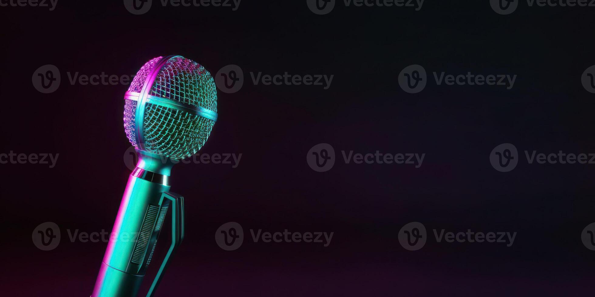 Studio Podcast Microphone on Blurry Neon Background 22347693 Stock Photo at Vecteezy