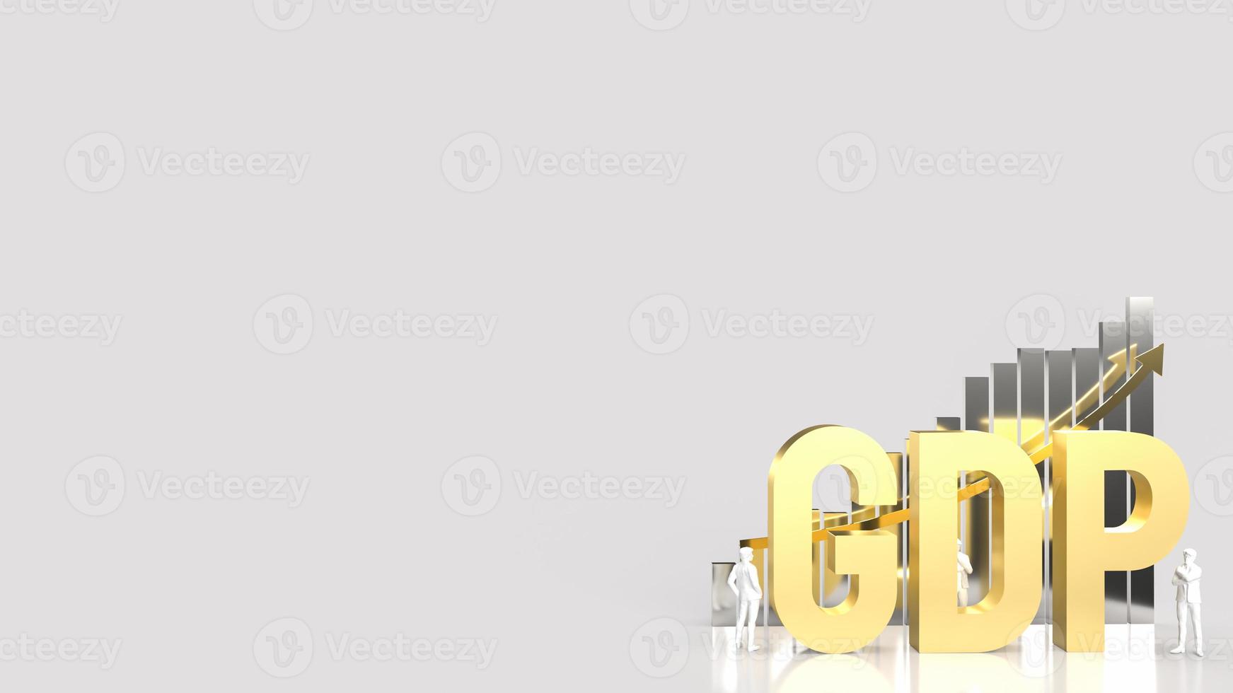 The Gold GDP and chart on white Background for Business concept 3d rendering photo