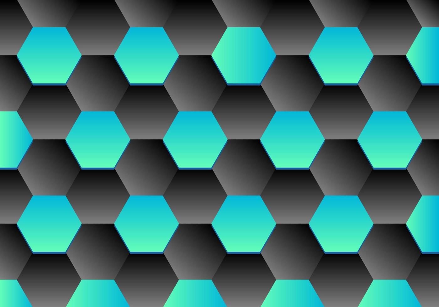 Vector black and turquoise abstract background with hexagons