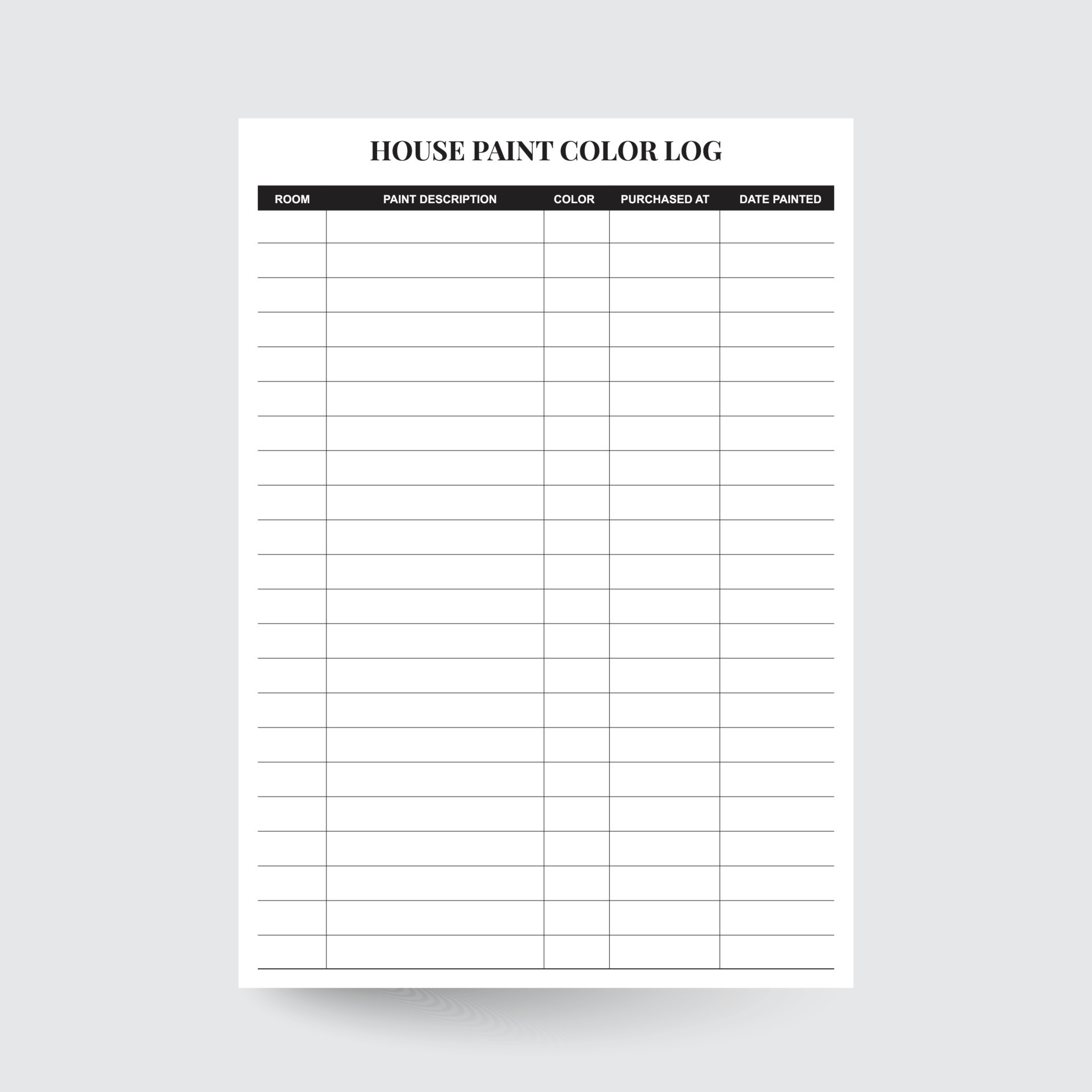 House Paint Color Log, Home Maintenance Planner,Maintenance Log,Living