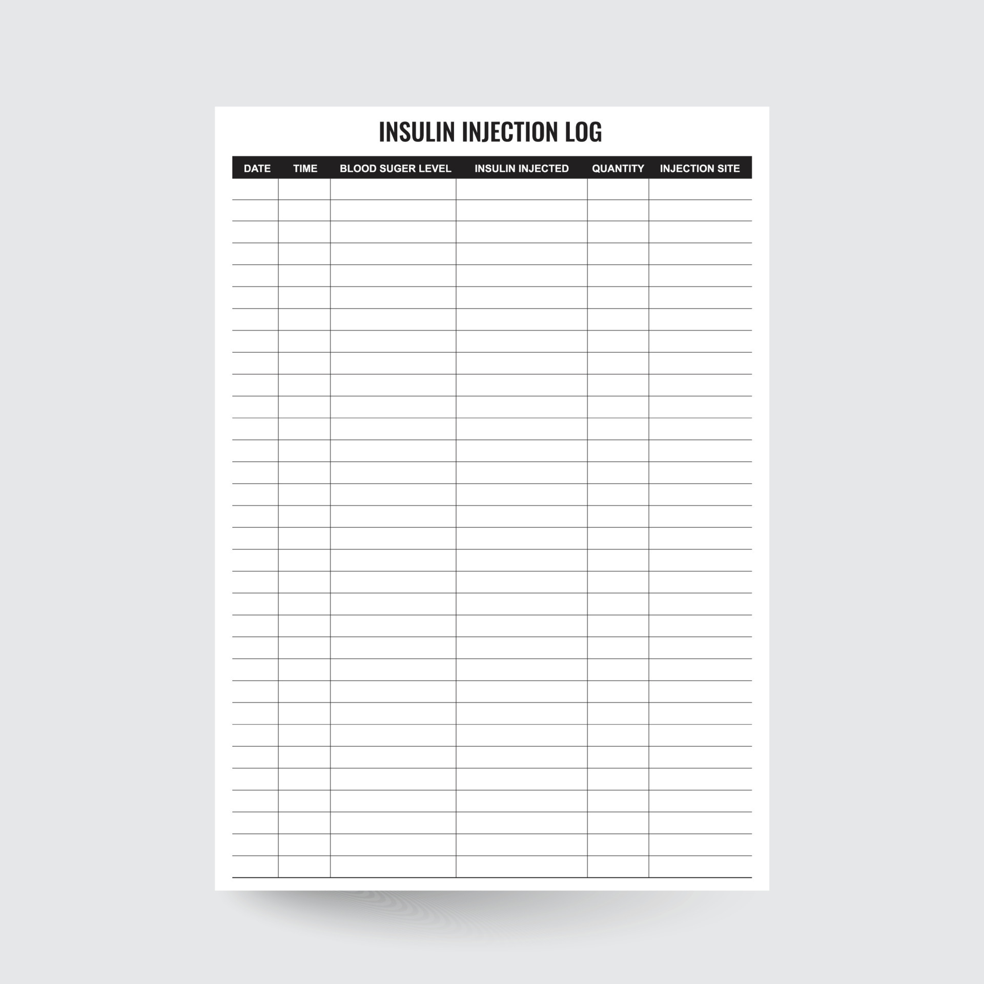 Insulin Injection Log Glucose Log Insulin Log Insulin Tracker Diabetes Insulin Injection Log Glucose Log Insulin Log Insulin Tracker Diabetes