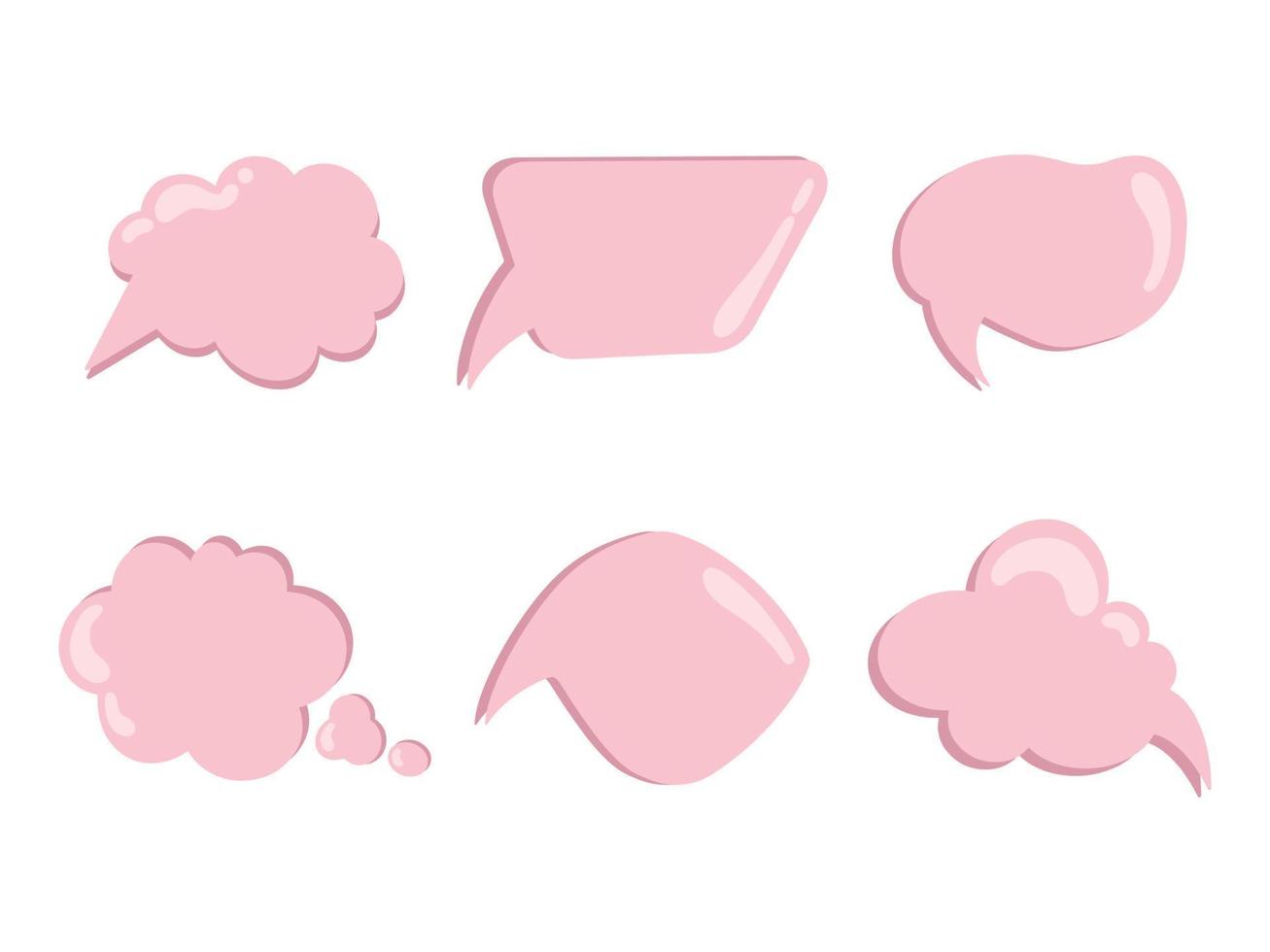 Set of pink message clouds. Pop-up message bubbles. Set of isolated vector message clouds. Cute pink message clouds.