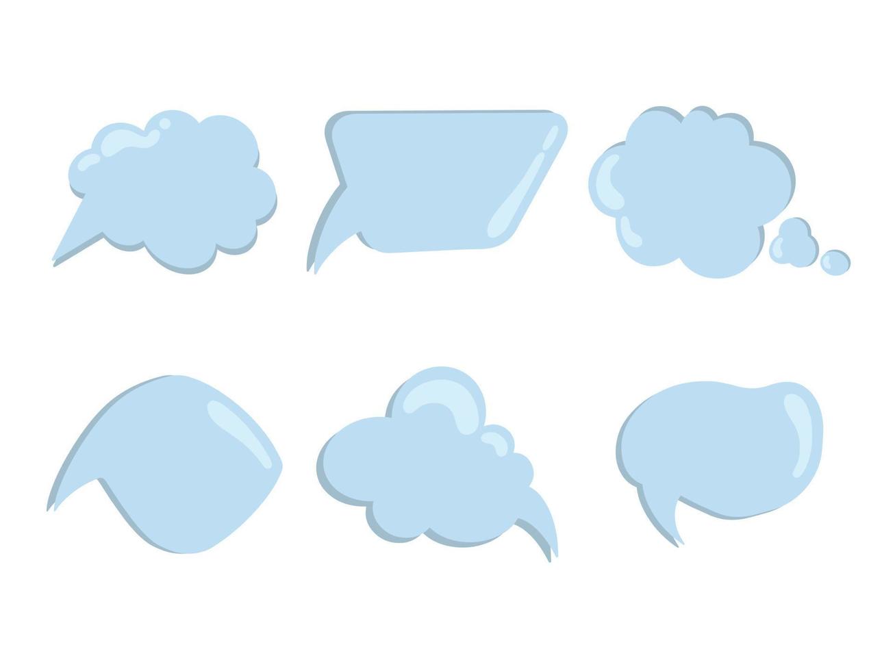 Set of blue message clouds. Pop-up message bubbles. Set of isolated vector message clouds. Cute blue message clouds.