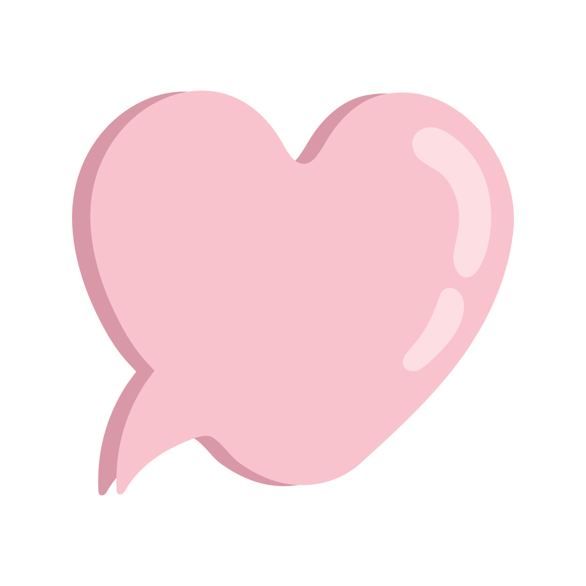 A pink heartshaped message cloud. Popup message bubbles. Isolated