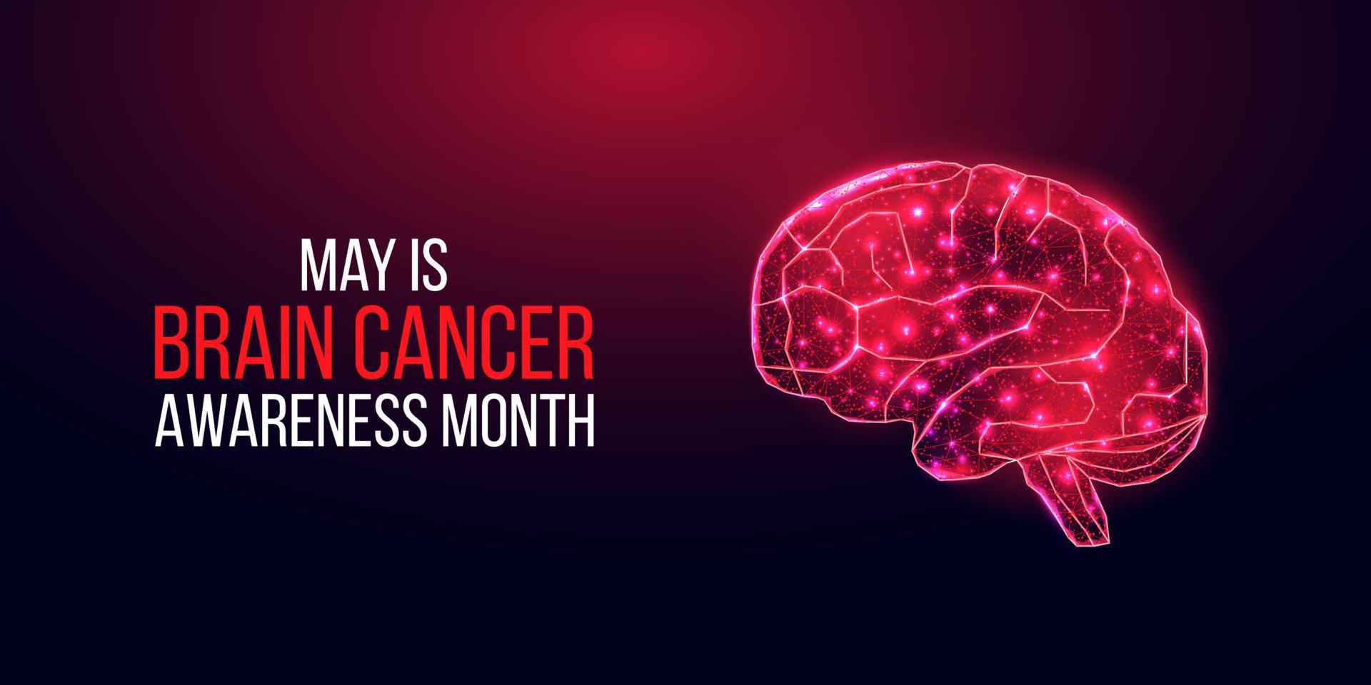 Brain cancer awareness month concept. Banner with low poly brain