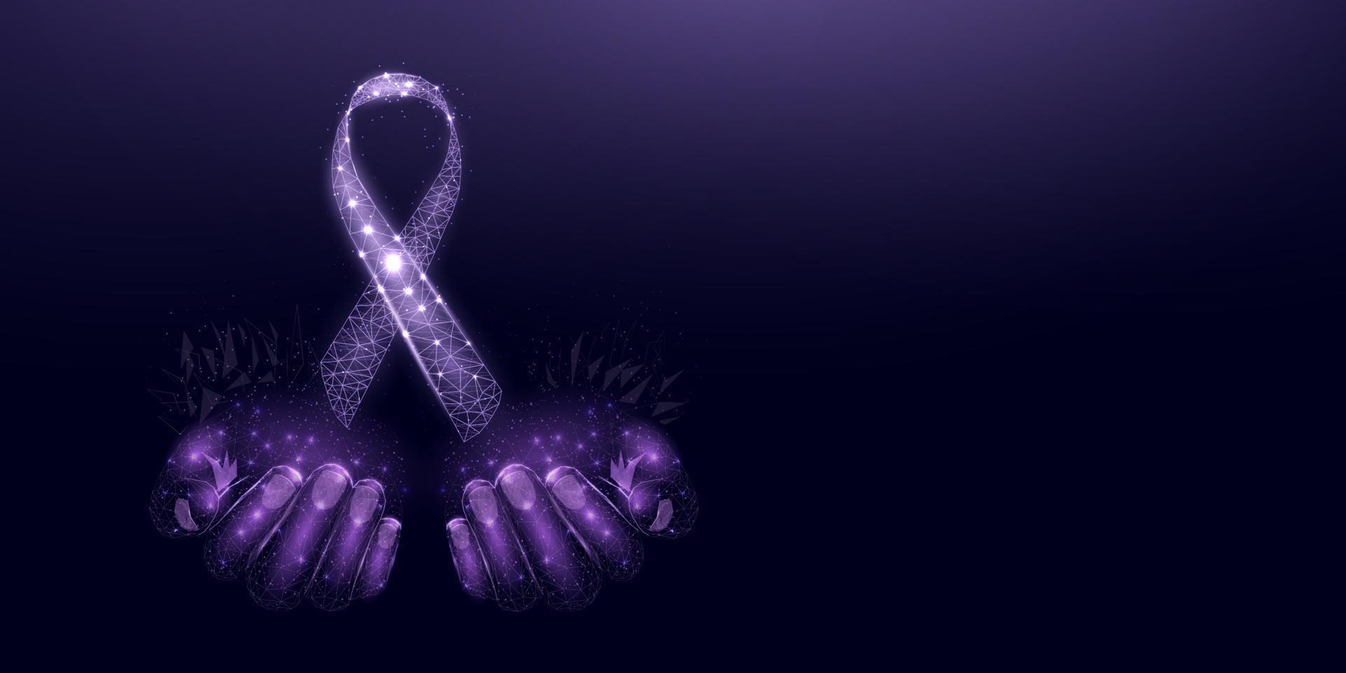 Testicular cancer awareness month concept. Banner with purple ribbon awareness and text. Vector illustration.