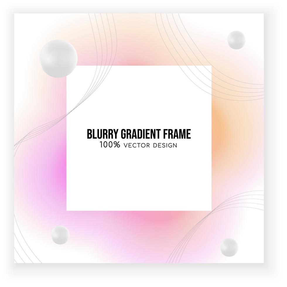 Trendy blurry gradient frame square design vector
