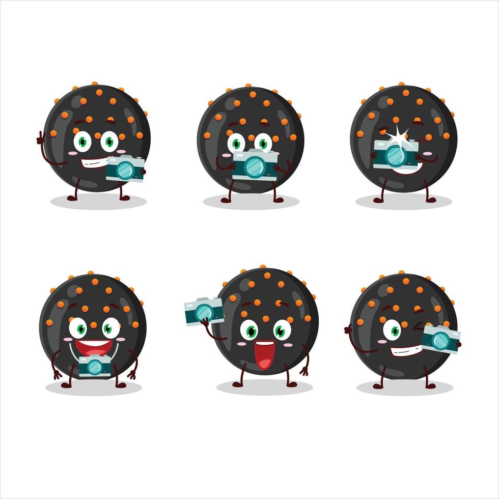 Photographer profession emoticon with halloween black candy cartoon character vector