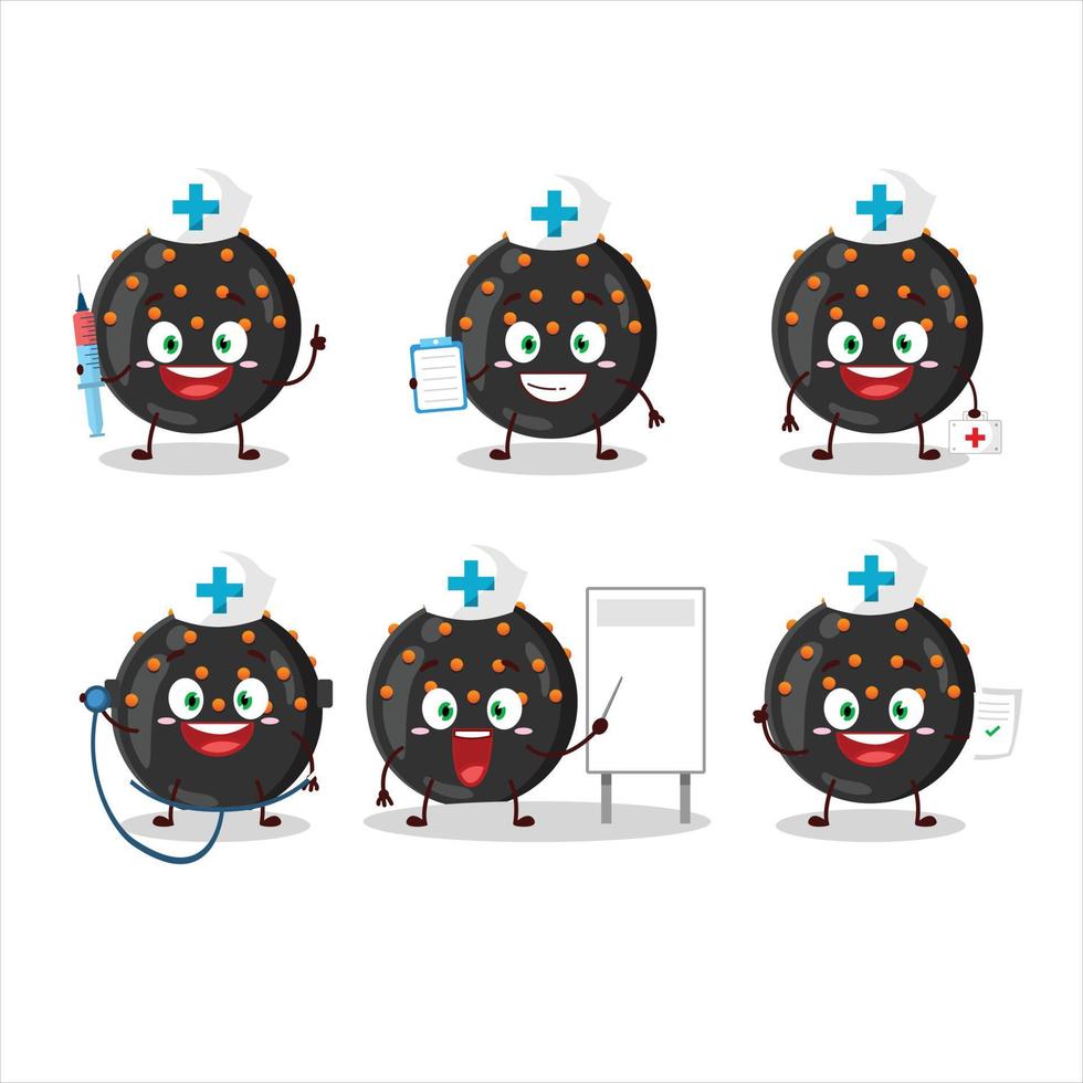 Doctor profession emoticon with halloween black candy cartoon character vector