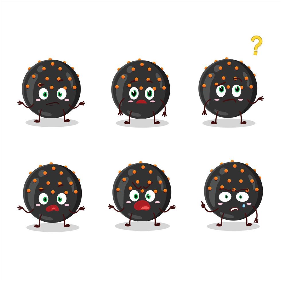 Cartoon character of halloween black candy with what expression vector
