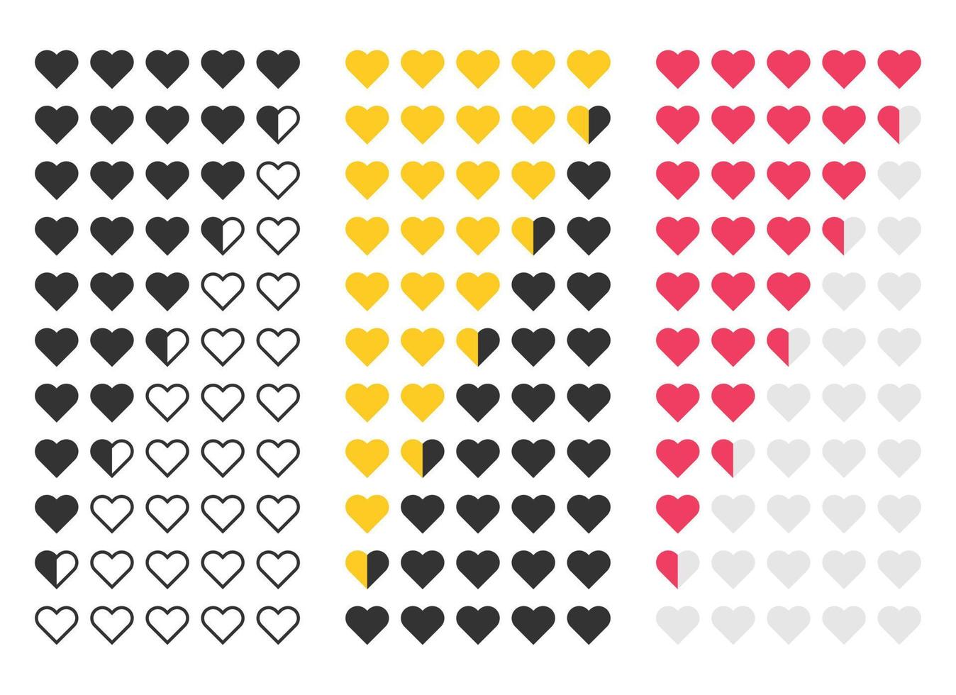Heart rating icon set. Customer review. Vector illustration in flat style