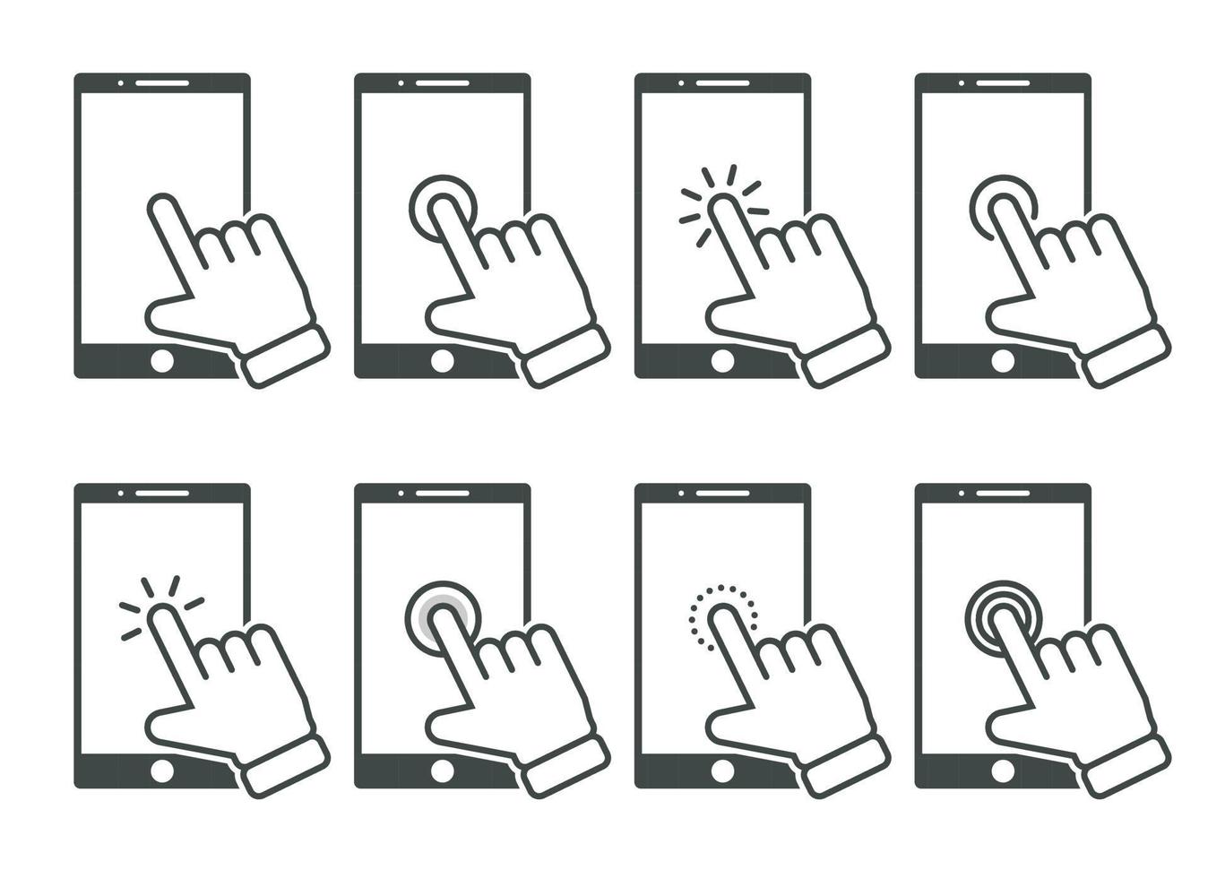 Hand cursor click on the smartphone icon vector illustration