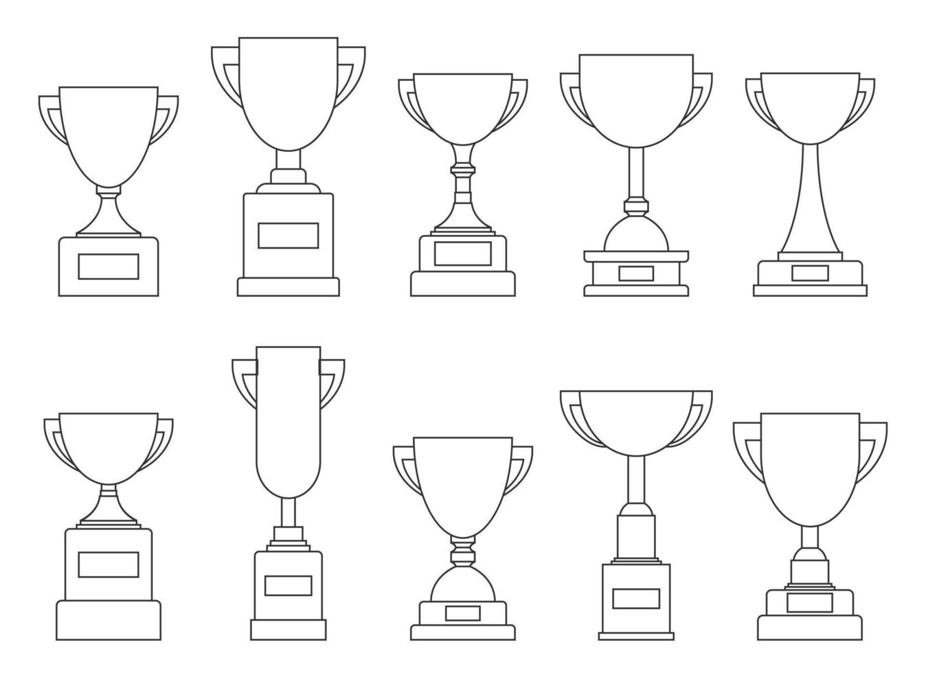 Line trophy cup collection. Championship prize element for games and app vector