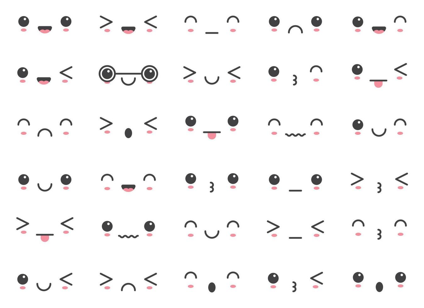 Cartoon emoji faces with different mood vector illustration collection