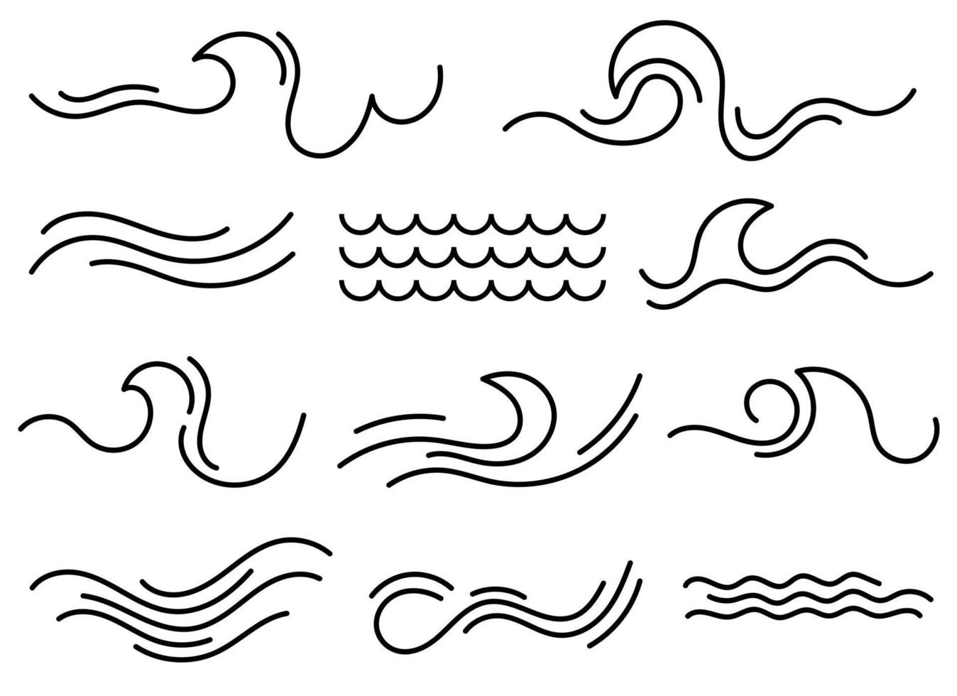 Hand drawn doodle waves clip art vector