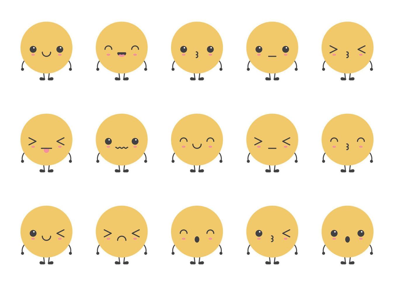 Cartoon emoji faces with different mood vector illustration collection