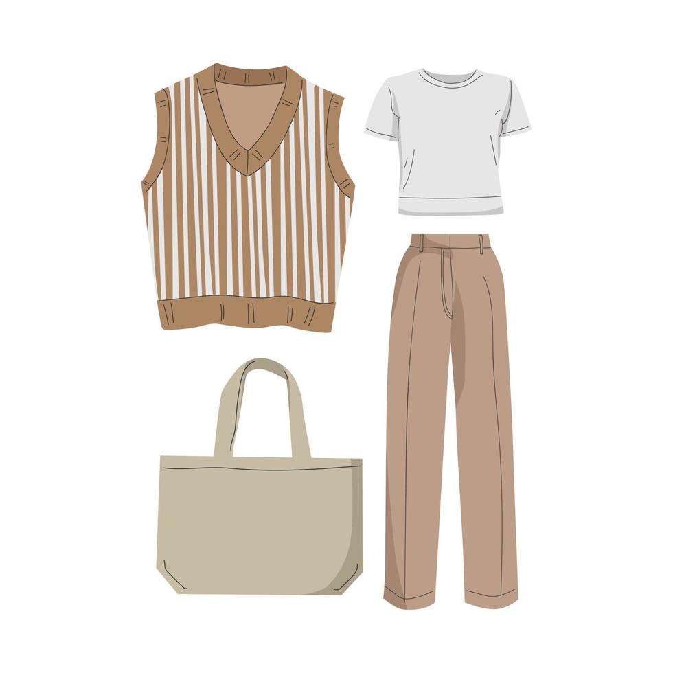 vector illustration of a set of women casual clothes