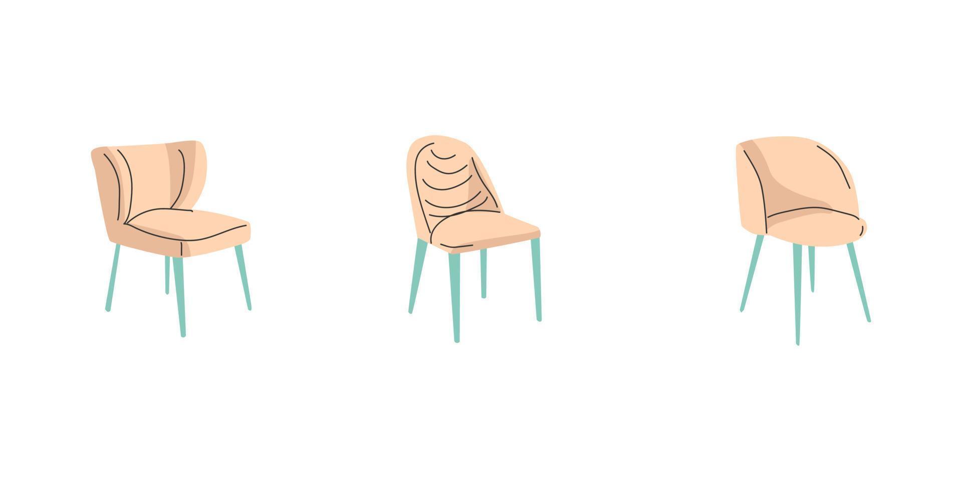 vector illustration of a set of chairs with a minimalistic design