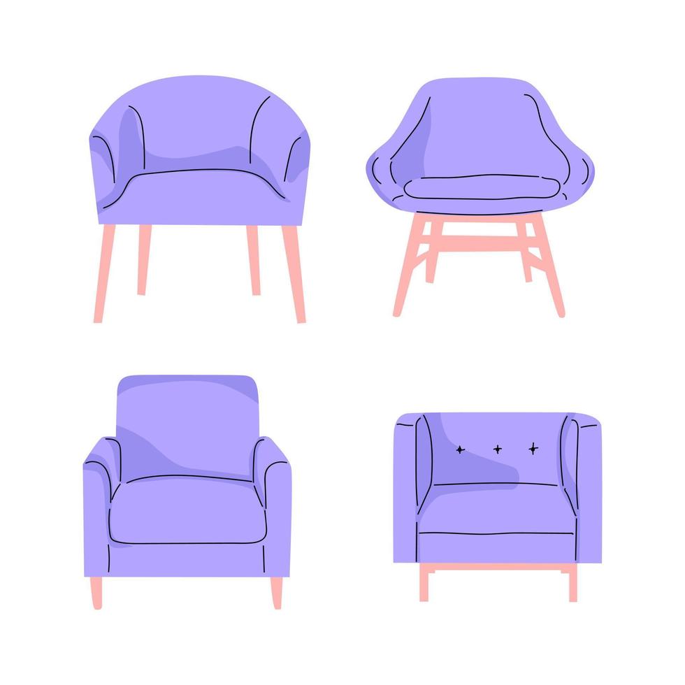 vector illustration of a set of chairs with a minimalistic design