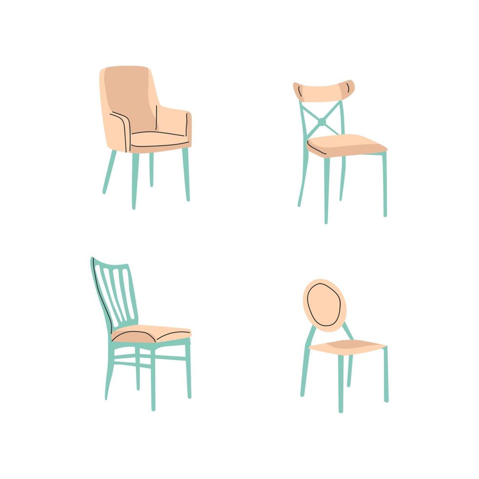vector illustration of a set of chairs with a minimalistic design