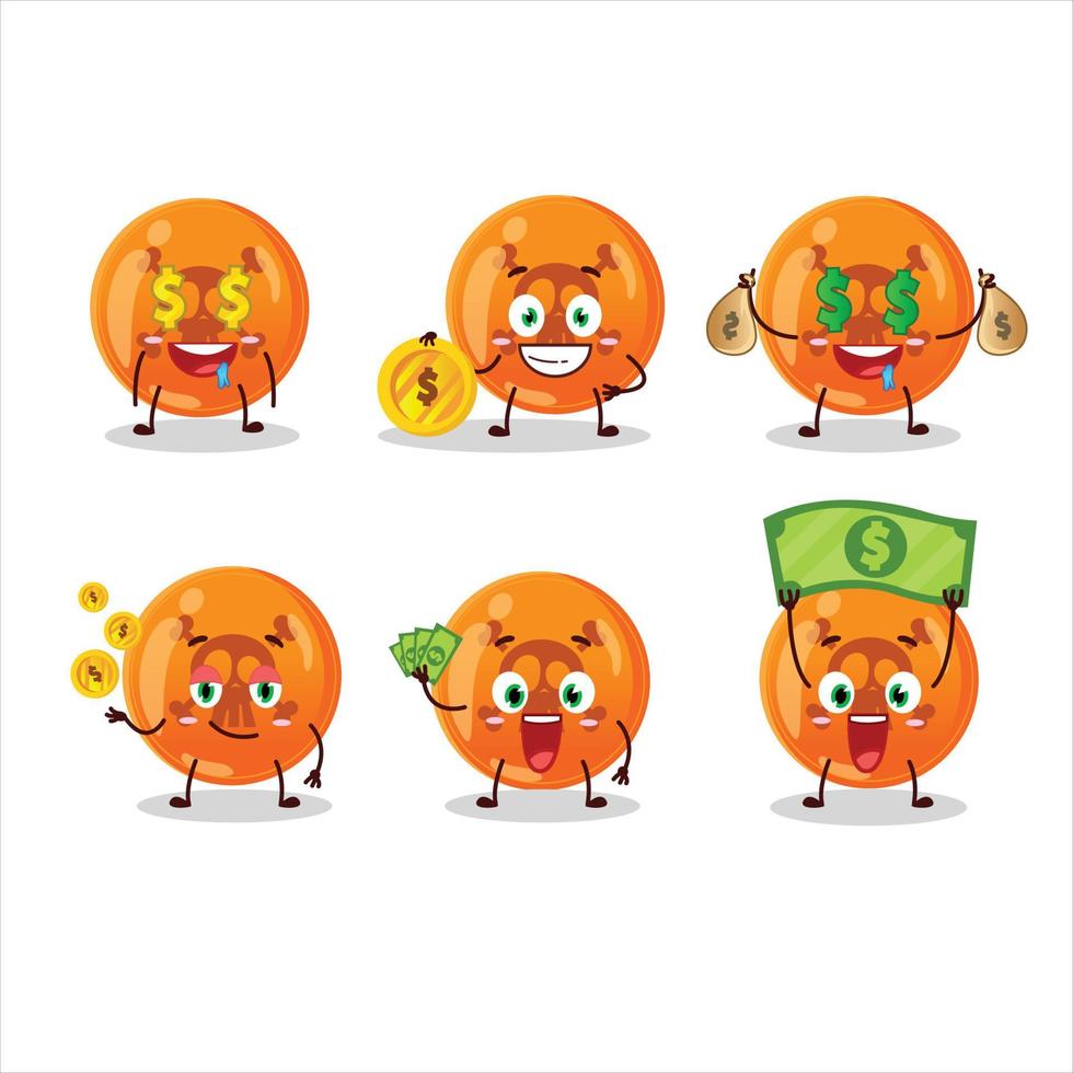 Víspera de Todos los Santos peligroso dibujos animados personaje con linda emoticon traer dinero vector