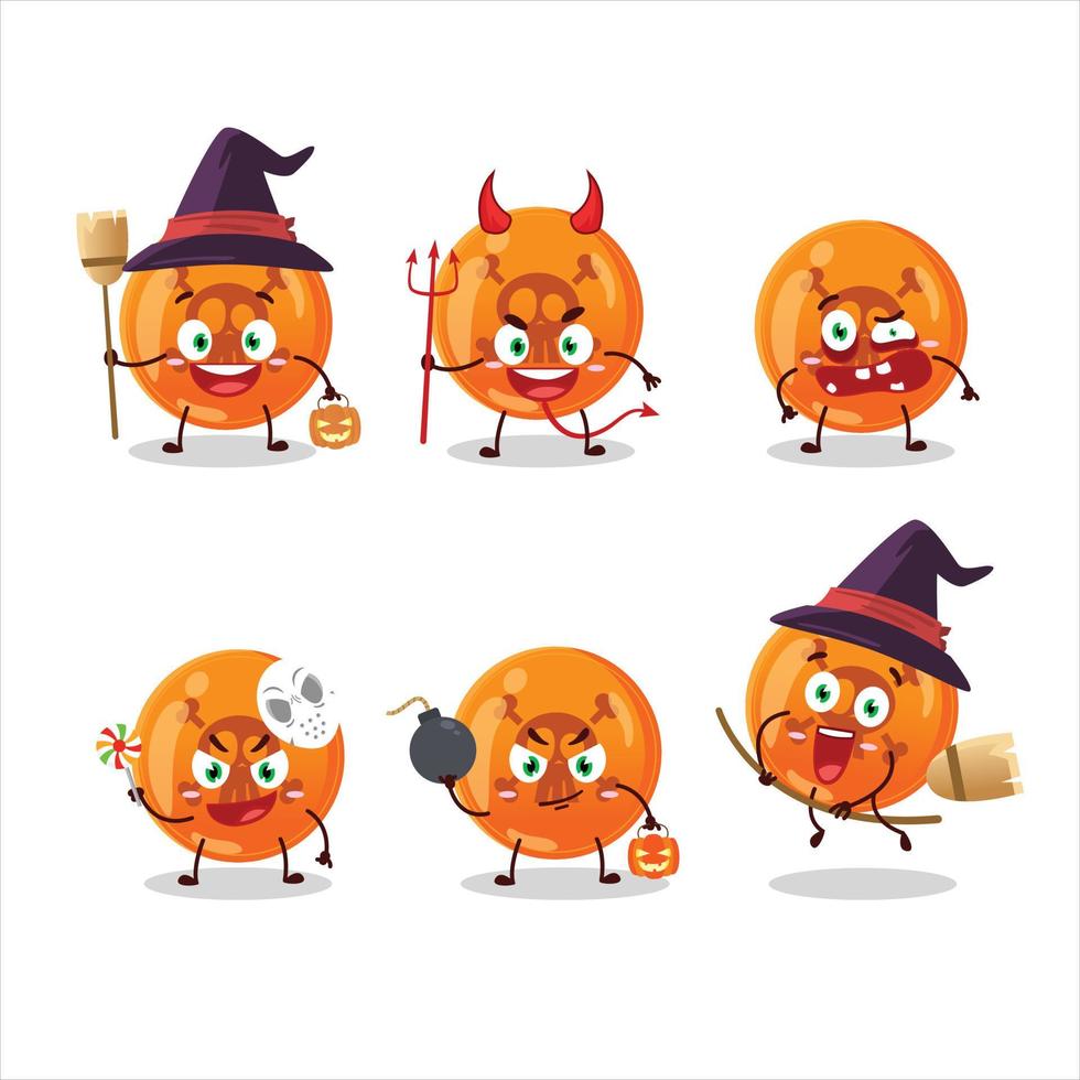 Halloween expression emoticons with cartoon character of halloween dangerous vector