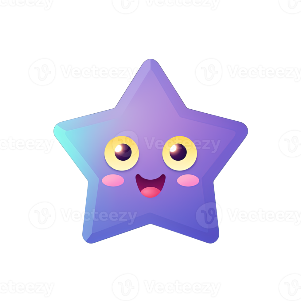 Star emoticon. Cute kawaii character. Vector illustration png