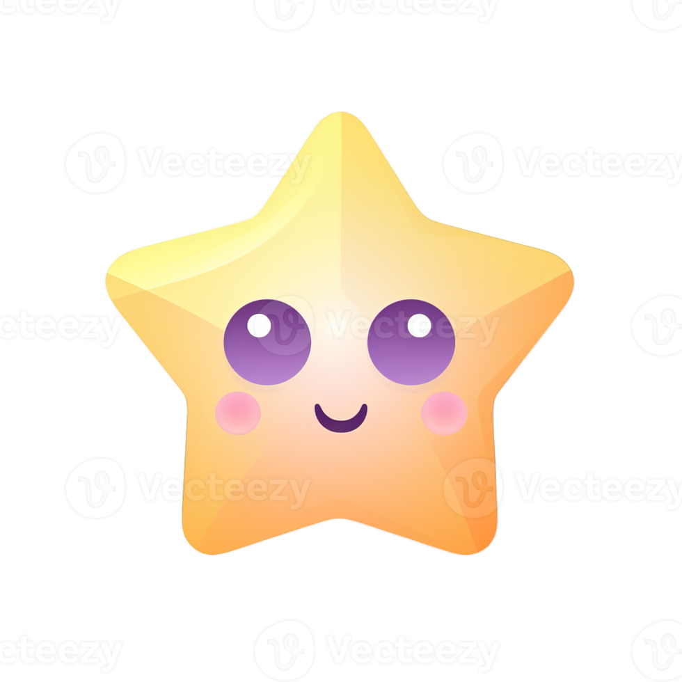 Kawaii star icon. Cute cartoon character. Vector illustration. png