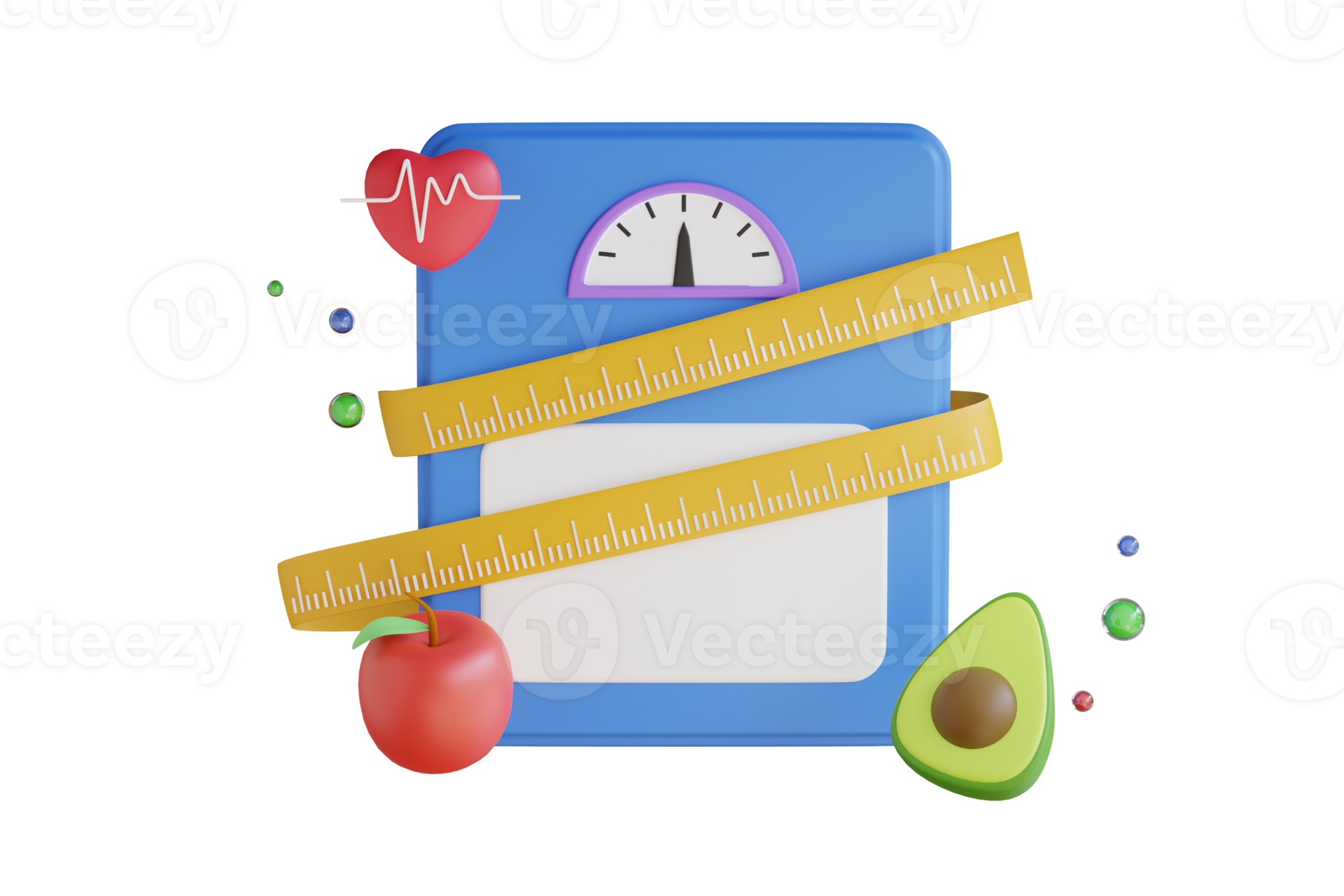 3D Illustration Of Weighting Scales With Measuring Tape Scales Red 3d-illustration-of-weighting-scales-with-measuring-tape-scales-red
