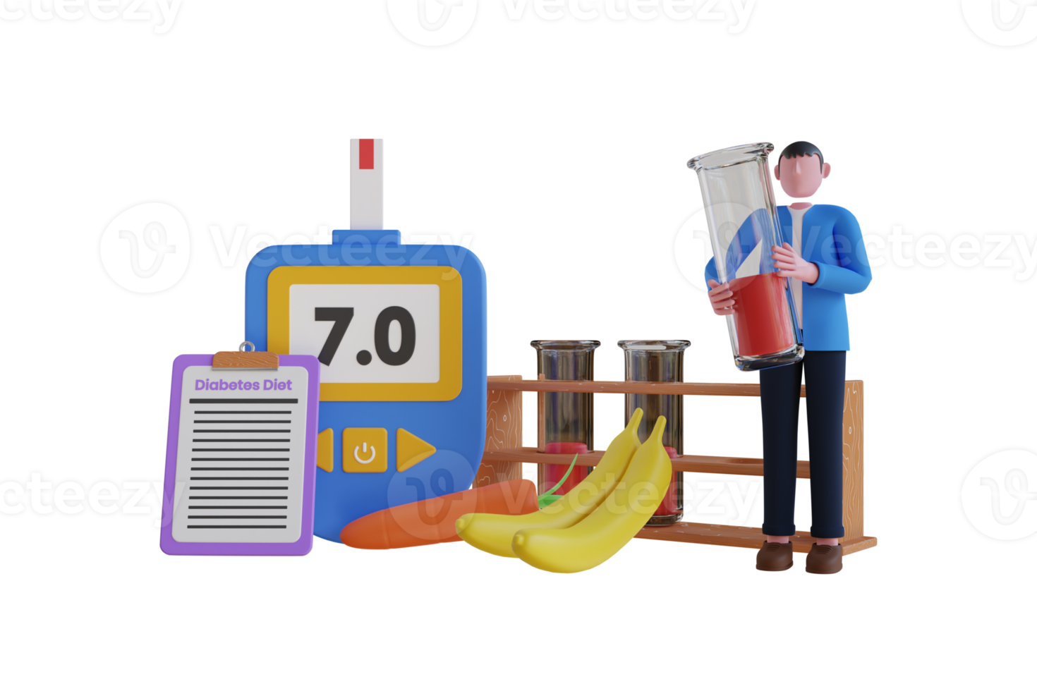 3D Illustration Of Diabetes Diet Healthy Balanced Eating Program adces7-self-care-behaviors-for-people-with-diabetes
